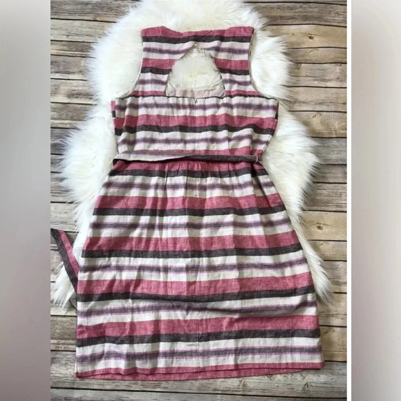 Ann Taylor LOFT Size 10 Striped Linen Cotton Blend Sleeveless Dress NEW! - Picture 5 of 5